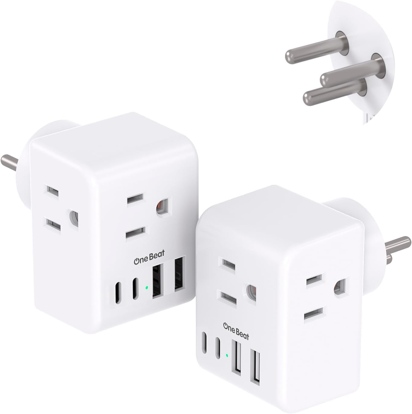 Photo 1 of 2 Pack Israel Power Adapter, One Beat Israel Travel Plug Adapter with 3 American Outlets 4 USB Ports(2 USB C), 7 in 1 Type H Travel Adapter Plug Converter for US to Israel, Jerusalem, Palestine