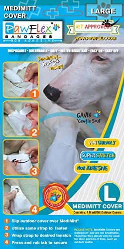 Pawflex Waterproof Paw MediMitt Covers for Dogs, Pets. Outdoor use, slide over MediMitt Bandage (sold separately) (Pack of 4)