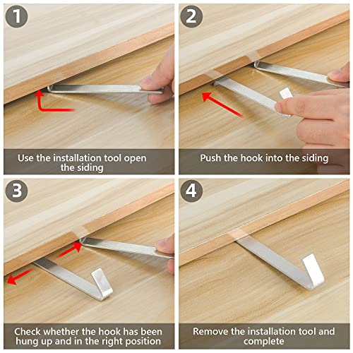 NEWANOVI 6 Pack No Damage Siding Hook, Aluminum Alloy Hook Without