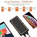 Solar Charger, 12000mAh QI Wireless Solar Power Bank Portable Chargers External Battery Pack Charger, 3 Output Ports 4 LED Flashlight, Solar Panel Charging for Travel, Camping, Emergency