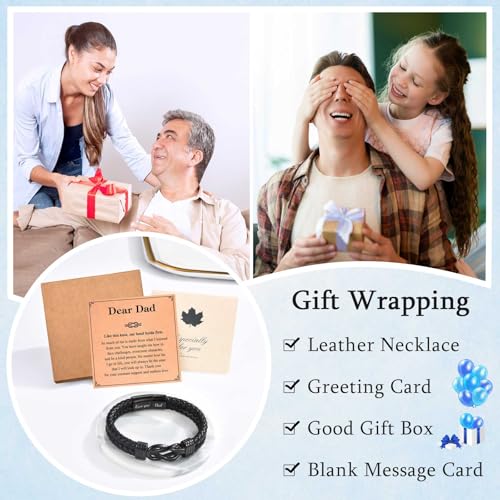 Gifts for Dad Grandad Husband Son Grandson, Infinity Knot Leather Bracelet for Brother Uncle Boyfriend Nephew, Christmas Birthday Fathers Day Valentines Gifts for Him, Stocking Fillers for Men Boys