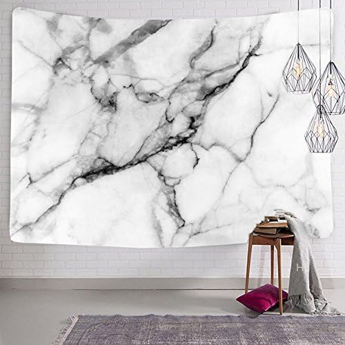 HL Wall Tapestry, Marble Pattern Fabric Wall Tapestry Hanging for Bedroom Living Room Dorm Handicrafts Beach Cover Up Curtain Light-weight Polyester Fabric Wall Decor (60 x 80 Inch, White Marble)