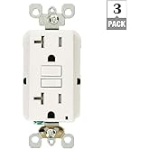 Leviton 3-Pack GFCI, 20 Amp Tamper-Resistant Receptacle with Led Indicator, Self-Test, SmartlockPro Slim, GFTR2-03W, White