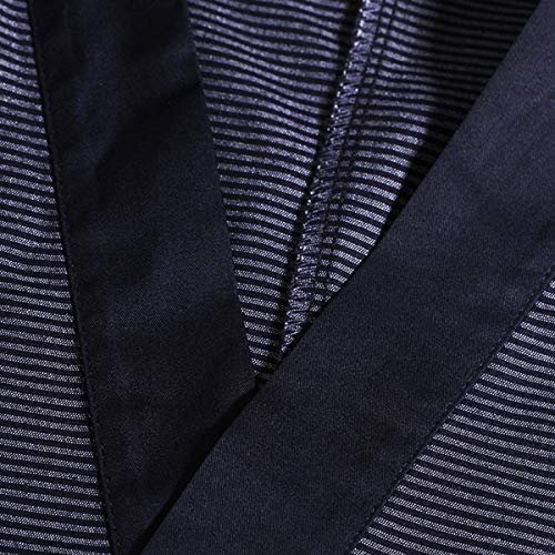 Men's Japanese Blue Stripe Chef-Coat 3/4 Sleeve Kimono Restaurant Chef Jacket