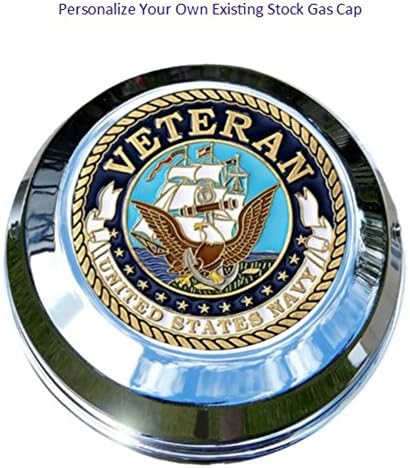 MotorDog69 Harley Gas Cap Coin Mount Set with Navy Veteran for Softail Dyna Road King Sportster……