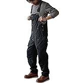 Rexcyril Men's Baggy Bib Overall Loose Fit Canvas Coveralls Workwear Dungarees Jumpsuit with Cargo Pockets