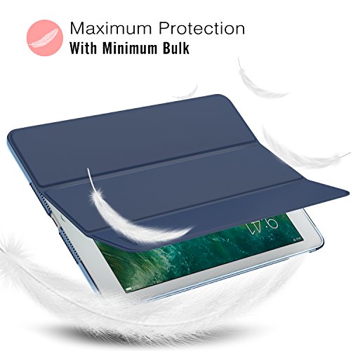 MoKo iPad 2017 9.7 Inch Case - Slim Lightweight Smart-shell Stand Cover with Translucent Frosted Back Protector for Apple New iPad 9.7" 2017 Release Tablet, Navy BLUE (Auto Wake / Sleep)