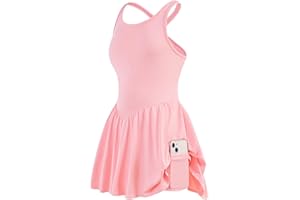 BEAUDRM Girl's Tennis Golf Sport Dress with Built in Shorts Criss Cross Racerback Workout Athletic Dresses