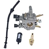 HIPA Carburetor + Fuel Line / Filter + Spark Plug for STIHL FS120 FS200 FS250 String Trimmer