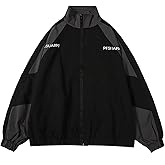 Men's Varsity Jacket Harajuku Vintage Bomber Jackets Techwear Windbreaker Color Block Unisex Coats Korean Streetwear