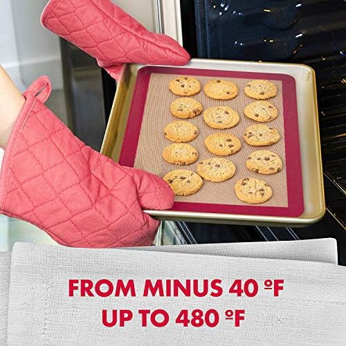 d.Stil 2 Tapis de Cuisson en Silicone 40cm x 30cm 2 Pièces sans BPA Anti-Adhérent Toile Feuille de Cuisson Patisserie 2 Tapis+Brosse+Spatule (Rouge, 2 Tapis(40 * 30cm)+Brosse+Spatule)