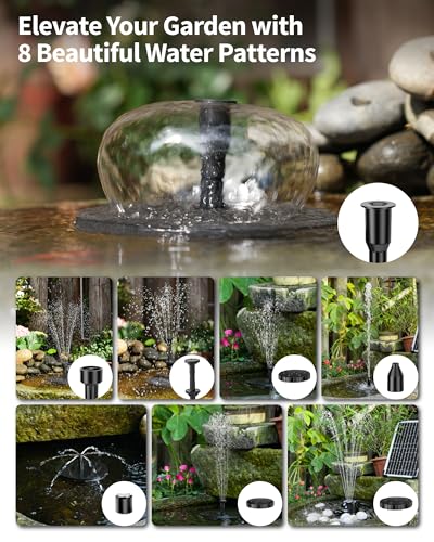 POPOSOAP Solar Pond Pump, 12W Solar Fountain with 4200 mAh Battery Backup, Day and Night Working Mode, Decorative Water Fountain for Garden Pond, Easy to Install