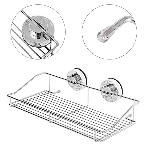 TanYoo Vacuum Suction Cup Shower Caddy Bath Shelf Storage Combo Organizer Basket for Shampoo, Conditioner, Soap, Razor Bathroom Accessories - Rustproof Stainless Steel