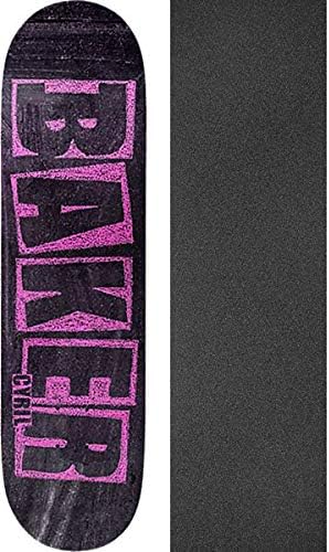 Baker Skateboards Cyril Jackson Brand Name Chalk Skateboard Deck - 8.12" x 31.5" with Black Magic Griptape - Bundle of 2 Items