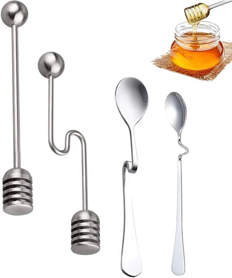 Honey and Syrup Dipper Stick Server, Stainless Steel Honey