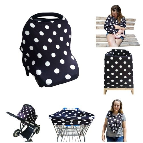 Baby Car Seat Cover Canopy by Sprout n’ Smiles, Multi-Use Baby Cover For Nursing, Shopping Cart Cover, High Chair Cover, Stretchy Rayon Blend Fabric