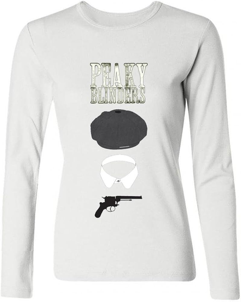 Amazon.com: MINNRI Women's Peaky Blinders Long Sleeve T-shirt White L: Clothing