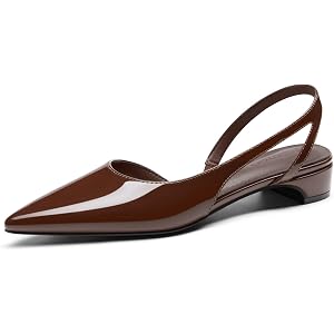 Coutgo Womens Slingback Chunky Low Heels Closed Pointed Toe Pumps D'Orsay Work Office Dress Shoes