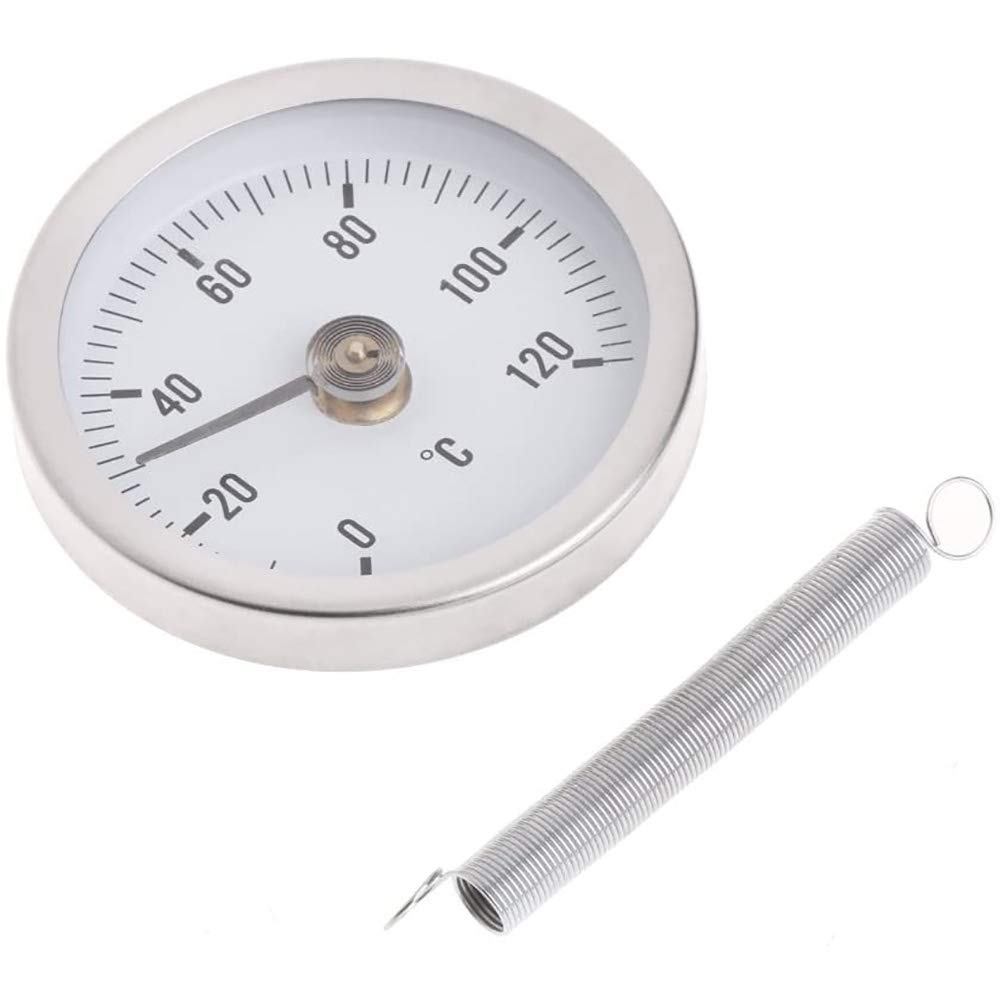 POFET Pipe Clip-On Dial Thermometer Monitor Panel Meter Temperature Bimetal Temp Gauge & Spring 63mm