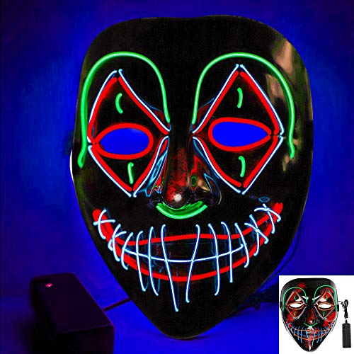 Scary Halloween Mask, Halloween LED Light Up Mask, Purge Mask for