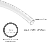 Hyber&Cara Clear Flexible PVC Tubing 8mm ID x 11mm OD 5m with 2 Clamps view 2