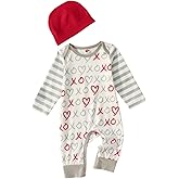 GLIGLITTR Newborn Baby Boy Valentine 's Day Outfits Infant Romper Long Sleeve Bodysuit Cute Heart Print Onesie Jumpsuit