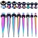 Bodystars Ear Gauges Stretching Kit - 36Pcs Stainless Steel Tapers and Plugs Set, Prefect for Heavy Metal,Punk Rock,Street or Daily Wear (Rainbow)