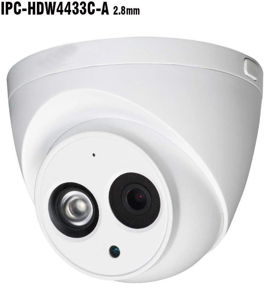Dahua 4MP Dome Camera IPC-HDW4433C-A 2.8mm PoE IP Security Camera Outdoor & Indoor Network Surveillance IP Camera with Audio, Built-in Mic, 164ft/50M IR Night Vision, H.265 WDR, ONVIF, IP67 (Dome)
