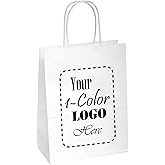 Flexicore Packaging White Kraft Custom Printed Paper Bags (10"x5"x13", 50)