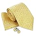 Landisun Tie Set Men Necktie Woven Classic Formal Handkerchief Cufflinks Gold Yellow