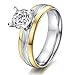 Women's Stainless Steel CZ Cubic Zirconia Promise Engagement Wedding Band Rings,,Size 8