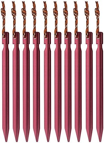 10 PCS Aluminium Alloy 7" Red Camping Trip Tent Pegs Stake Nail Brand New