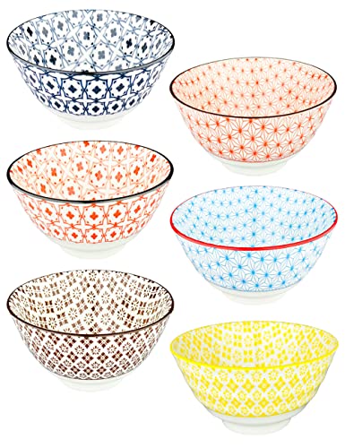 Kithing Ceramic Porcelain Bowls Set - Floral Pattern Design, Versatile for Soup, Rice & Dessert Serving - Ideal Kitchen Dining & Home Tableware (5in)