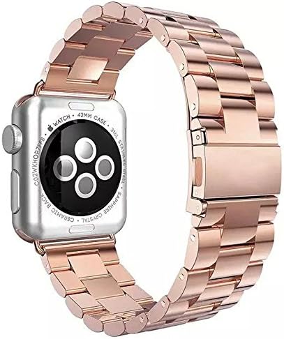 Conelelife For Apple Watch Band 42mm, Stainless Steel Metal Replacement Smart Watch Strap Bracelet for Apple Watch Series 2 Series 1 All Models (42mm Rose Gold)
