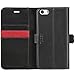 iPhone 5s Case, TUCCH Wallet Case for iPhone 5s / iPhone 5, Protective Wallet Leather Cover with Credit Card Slots, Flip Book Cover with Kickstand, Magnetic Closure, Black with Red
