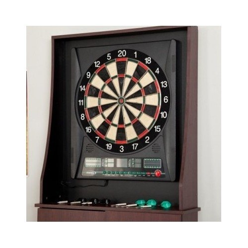 Halex Electronic Dartboard with Large Parlor Storage Cherry