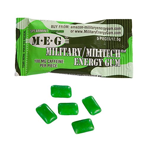 Military Energy Gum (MEG) - Spearmint - Tray (24 packs - 5pcs/pk) 100mg caffeine/pc - Military Specification Formula Health & Household, Health Care
