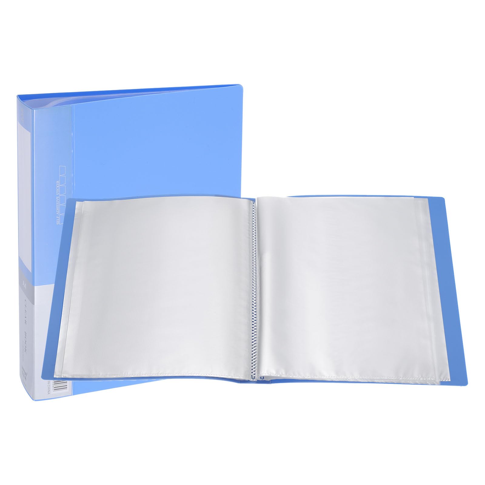 PATIKIL 8.5x11 Binders with Plastic Sleeve, 80 Pages A4 Presentation Book Portfolio Binder Folder with Clear Plastic Sheet Protector Sleeves for Artwork Document, Light Blue