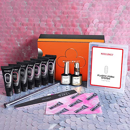 Modelones Poly Nail Gel Kit - Nail Extension Gel Kit Nail Enhancement Builder Gel Kit with 7 Luxurious Colors Quick Nail Extension Solution Gel Tube in GiftBox - Thumbnail 7
