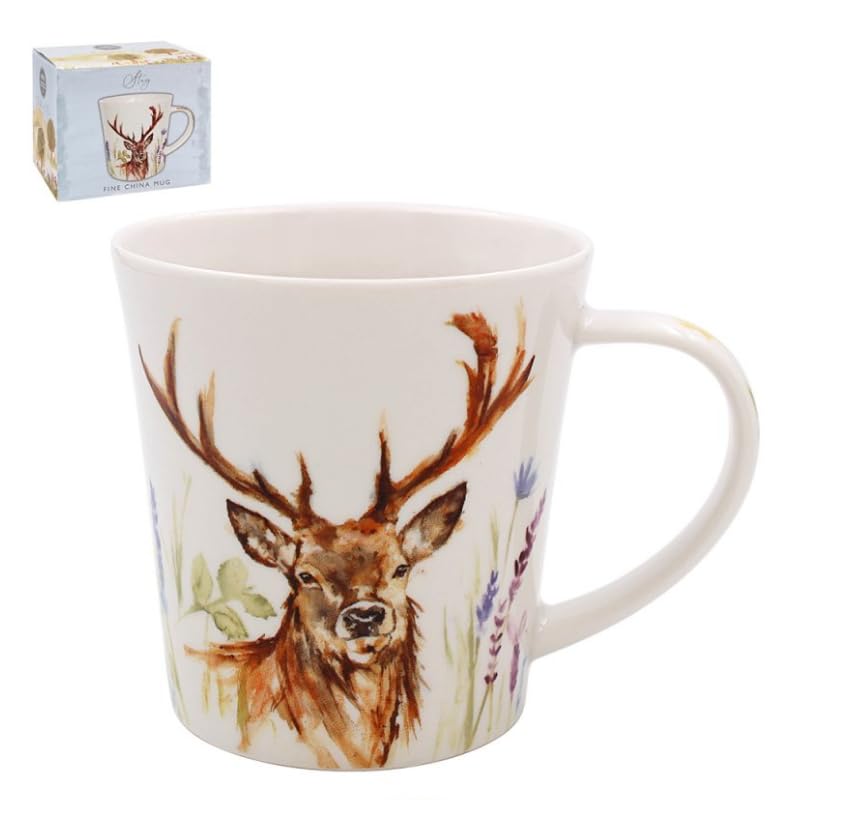 Lesser & Pavey Feather & Fur Stag Mug | Ceramic Coffee Mugs for Home or Work | Premium Design Mugs for All Occasions | Lovely Mug for Tea, Coffee & Hot Drinks - Jennifer Rose Gallery