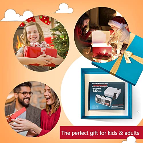 Classic Mini NES Retro Video Game Console with Preloaded 620 Games with 2 Controllers, AV Output 8-bit Video Game Entertainment System for Valentine, Kids, Adult Gift