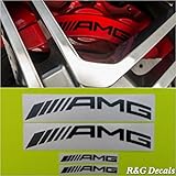 R&G AMG CURVE High Temp Brake Caliper Sticker Set of 4 Decals + Instruction & Decal Surface Preparation Solution (Black)