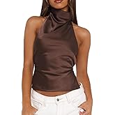 Women Y2k Polka Dots Halter Tank Tops Cute High Mock Neck Backless Cami Sexy Open Back Camisole Going Out Tops