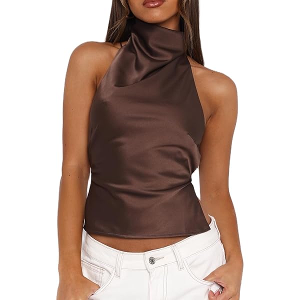 【usagi】HALTER HIGH NECK CAMISOLE TOPS Asiah Halter Neck Cami Top Off White– Selfie Leslie