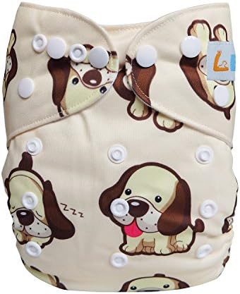 LBB One Size Reusable Pocket Cloth Diapers for Baby Girls and Boys, Cute Dog