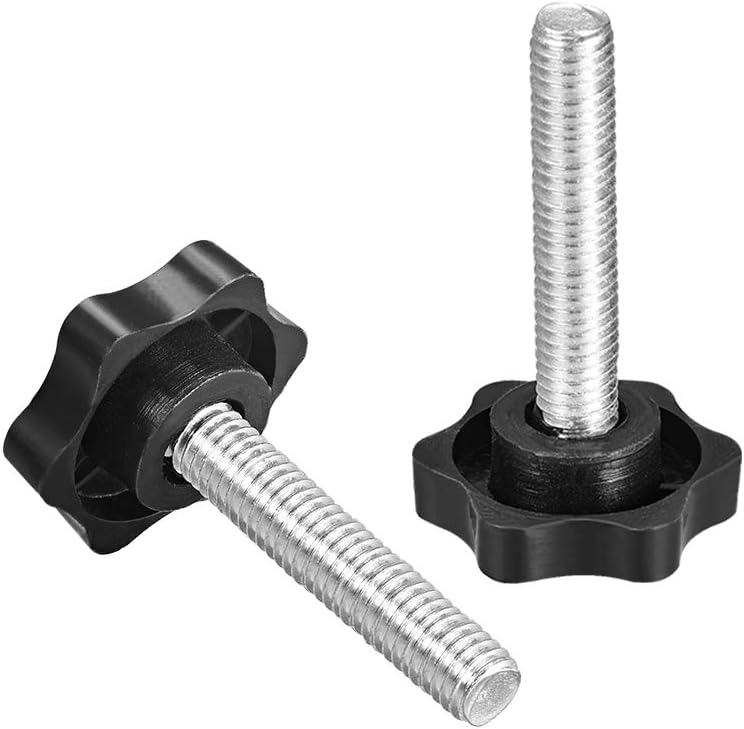 uxcell Clamping Screw Knob, 38mm Dia Plum Hex Shaped Grips Star Knob M8 x 40mm Male Thread, 2pcs, Black, M8x40mm - Image 4