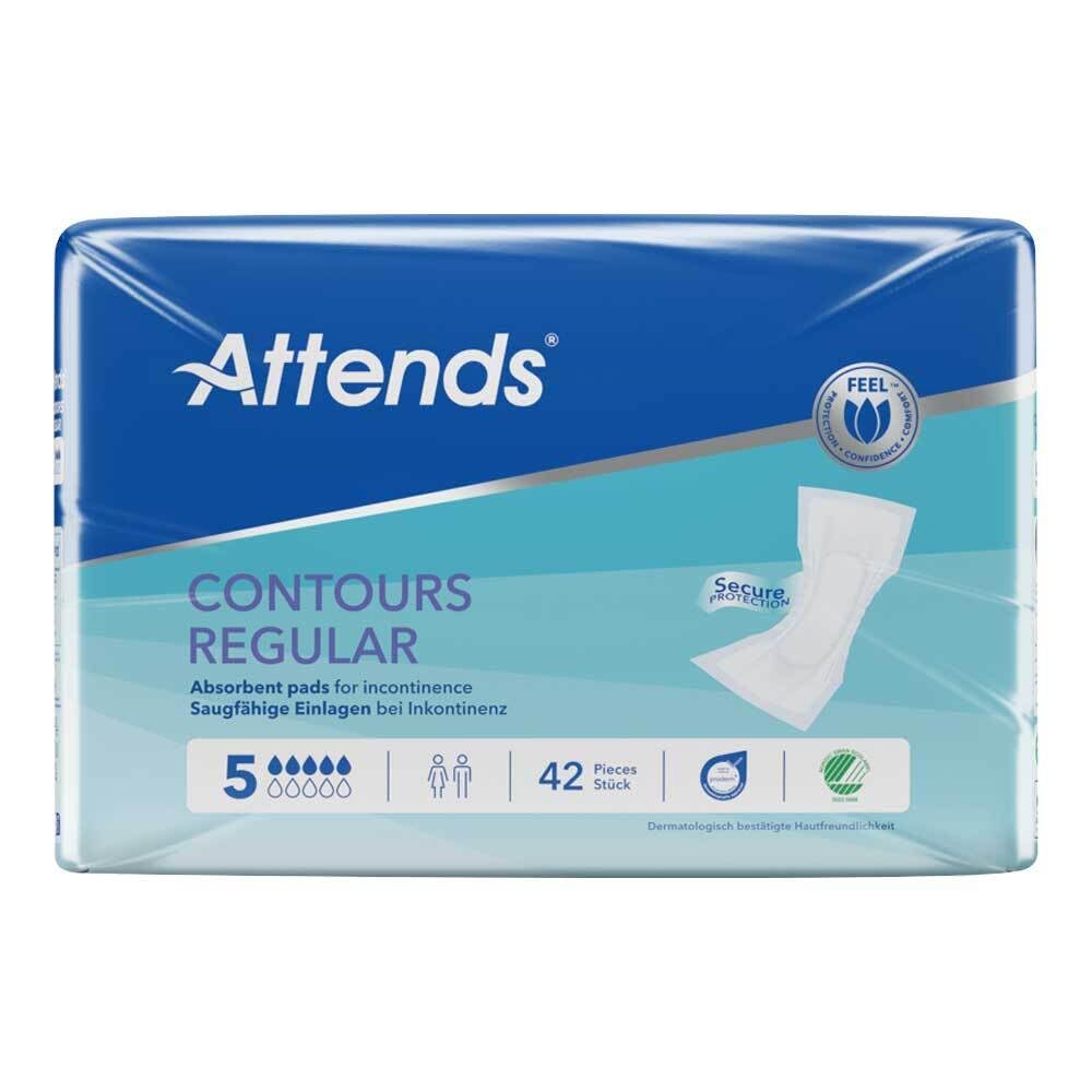 Attends 205228 Contours Regular 5 Incontinence Pad, White (Pack of 42)