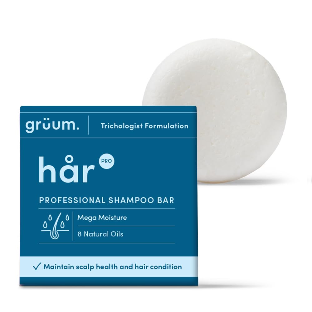 grüum Mega Moisture Shampoo Bar 50g - Solid Shampoo Bars for Hair Up to 60 Washes - Plastic Free Vegan Bar for Men & Women with 8 Natural Oils - Paraben Free Rich Lathering Bars for All Hair Types