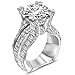 Desirepath 925 Sterling Silver Ring, Cubic Zirconia CZ Diamond Elegant Eternity Engagement Wedding Band Ring