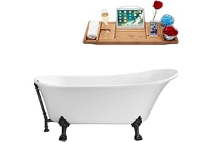 67" Streamline N340BL-BL Soaking Clawfoot Tub and Tray With External Drain